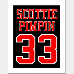 Scottie Pimpin 33 Jersey Shirsey (Black & White Lettering) T-Shirt Posters and Art